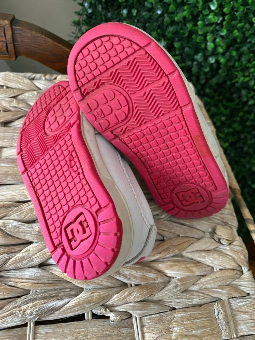 DC Kids White & Pink Plaid Slip-On Moccasins